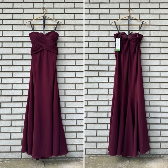 NWT Bill Levkoff Bridesmaid Dress 1619 Wine Burgundy Cherry Red - Picture 3 of 15